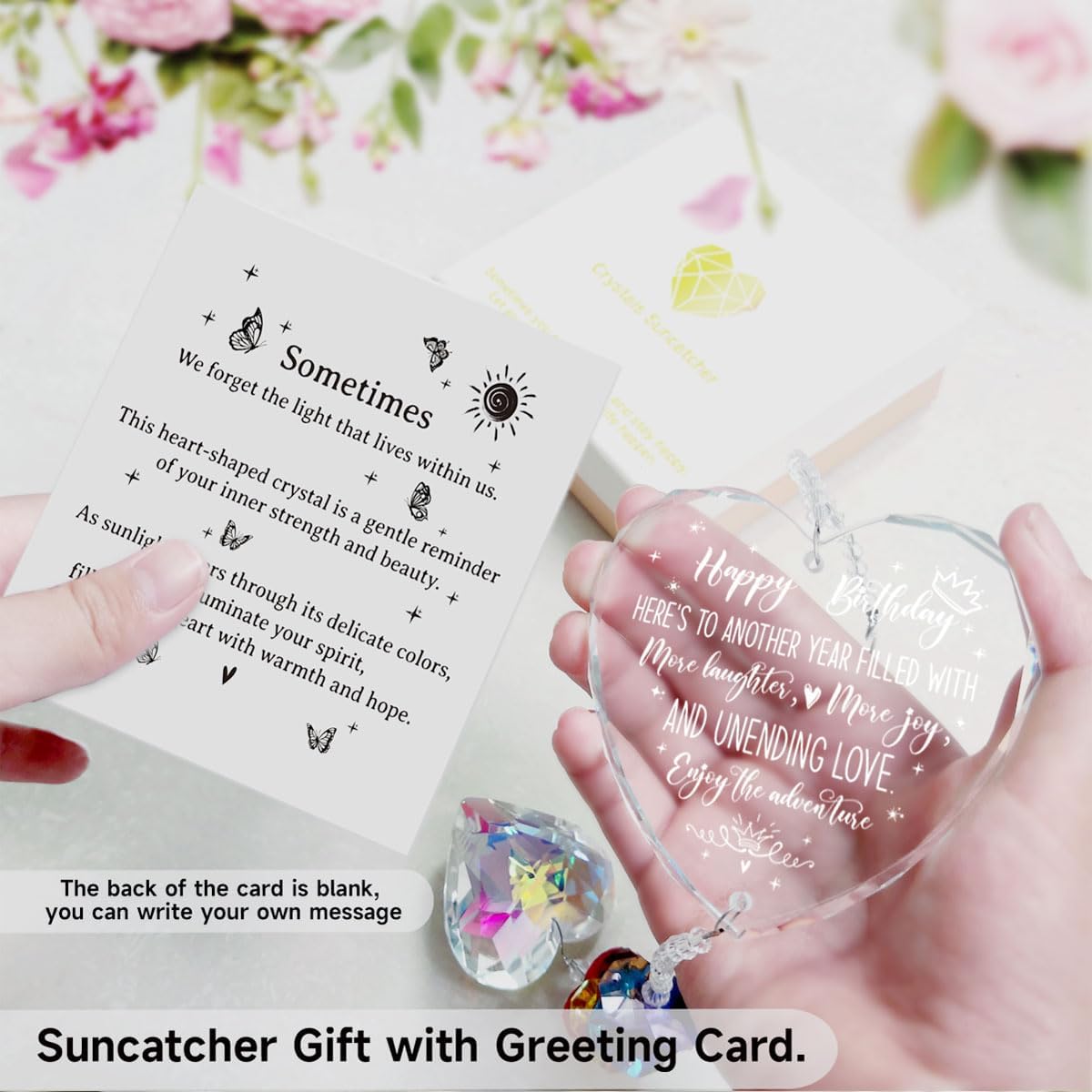 Happy Birthday Gifts for Women Her Best Friend - Crystal Suncatcher for BFF, Sister, Coworker, Mom, Teacher, Daughter, Classmate - Unique Best Gifts Birthday Present for Her Idea, for Window, Garden