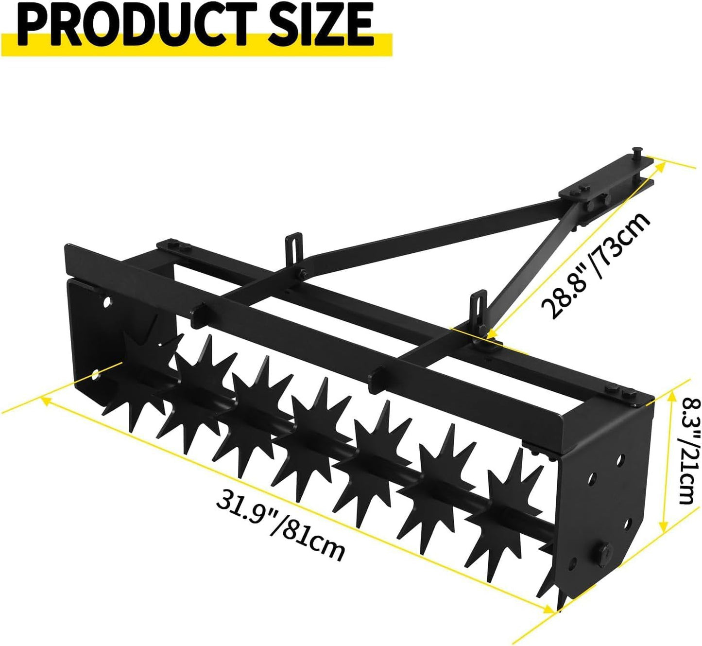 Tow Behind Lawn Aerator, 32" Heavy-Duty Core Aerator Tool, Manual Lawn Aerator, Plug Aerator with Universal Hitch, Rolling Aerator for Effective Soil Aeration and Lawn Health
