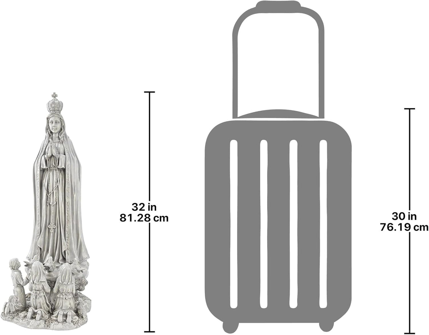 Design Toscano Our Lady of Fatima Indoor/Outdoor Religious Garden Statue, Large, 12 Inches Wide, 14 Inches Deep, 32 Inches High, Resin, Faux Stone Finish