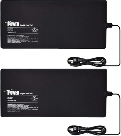iPower 8x18 Inch Reptile Heat Pad Under Tank Heater, Energy-Efficient & Waterproof Design Terrarium Warmer Mat for Turtles, Lizards, Snakes, 2 Pack