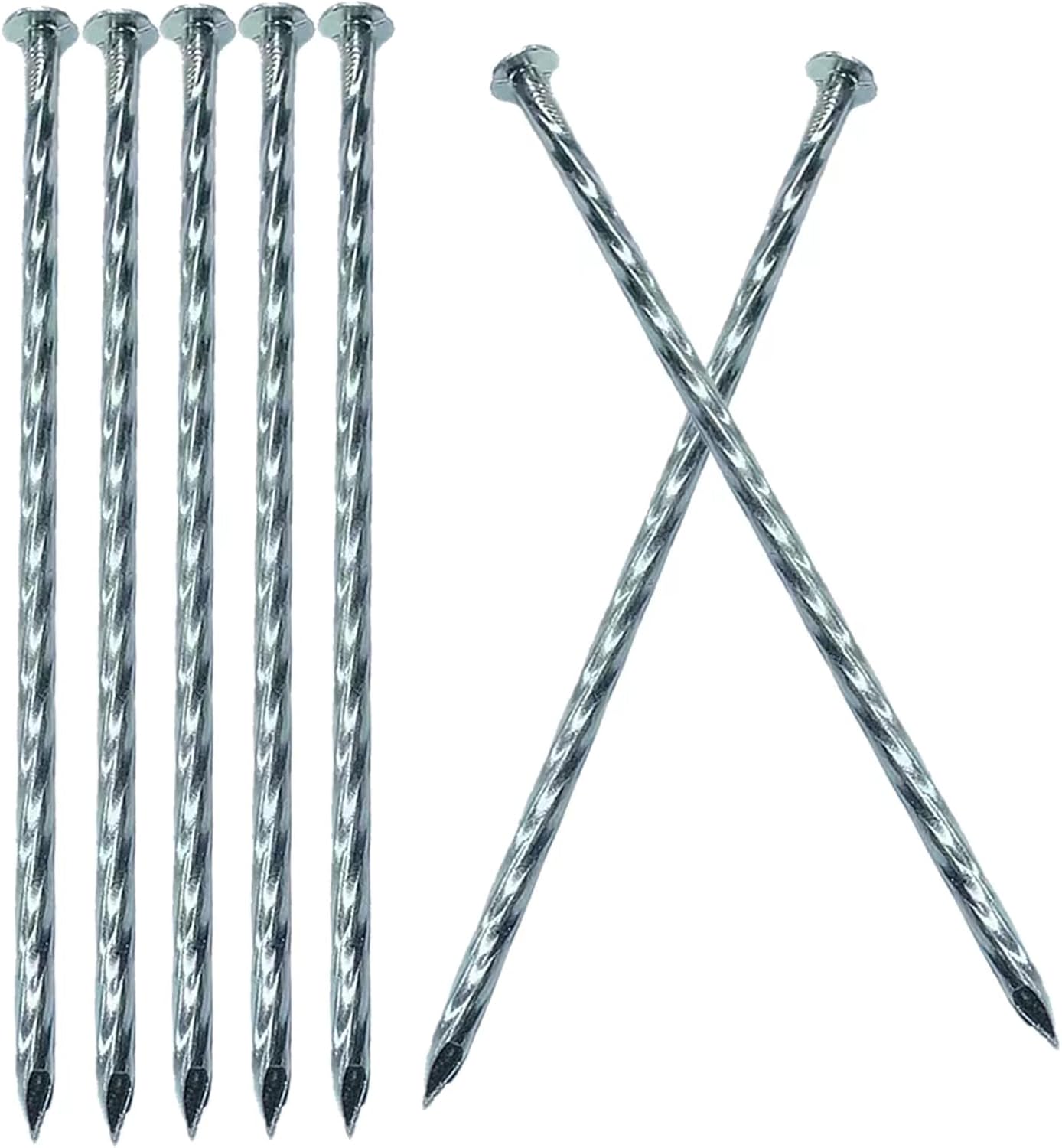 12" Heavy Duty Spiral Landscape Spikes - Solid Galvanized Metal Garden Stakes for Fixing Paver Edging, Weed Barriers, Artificial Lawn, Tent, Garden Plants and More (50 Pack)