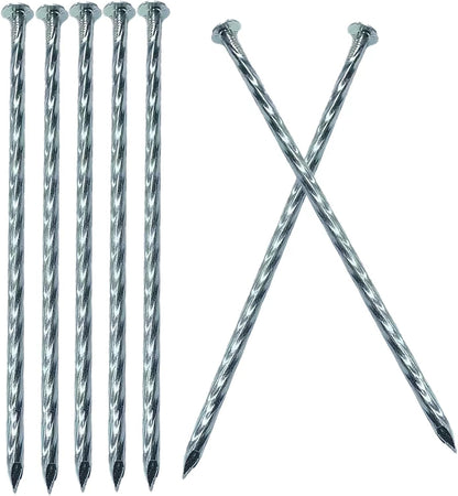 12" Heavy Duty Spiral Landscape Spikes - Solid Galvanized Metal Garden Stakes for Fixing Paver Edging, Weed Barriers, Artificial Lawn, Tent, Garden Plants and More (50 Pack)
