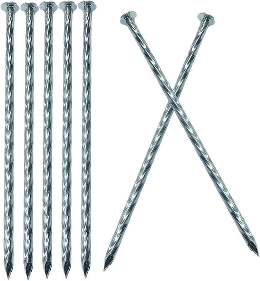 12" Heavy Duty Spiral Landscape Spikes - Solid Galvanized Metal Garden Stakes for Fixing Paver Edging, Weed Barriers, Artificial Lawn, Tent, Garden Plants and More (50 Pack)