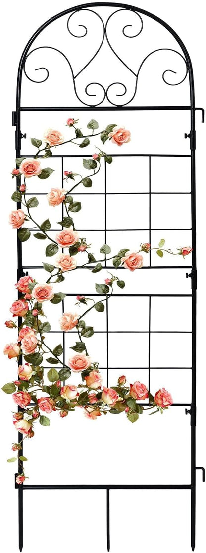 hogardeck 1PC 45x35 Inch Heavy Duty Metal Trellis - Black Rustproof Coated Outdoor Garden Support for Climbing Plants, Roses, Vegetables