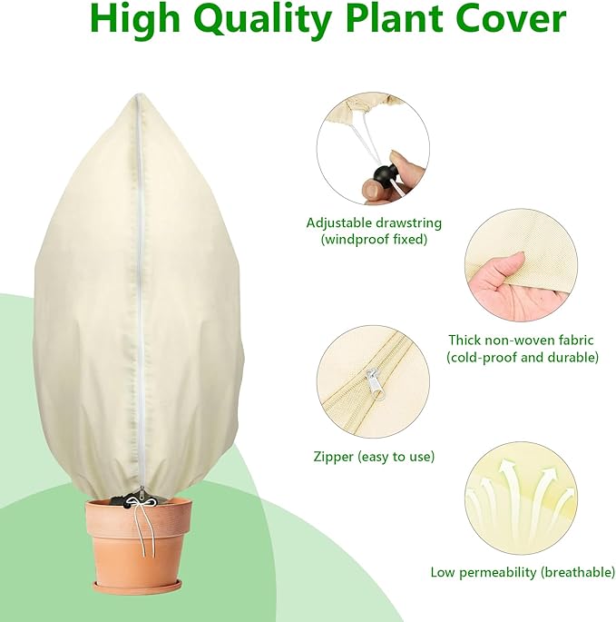 Plant Covers Freeze Protection, 4 Pack Round Frost Blankets for Outdoor Plants (71"x48") – Winter Plant Covers, 2.4oz/yd² Frost Cloth Plant Protection for Trees, Shrubs & Potted Plants