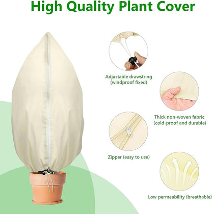 Plant Covers Freeze Protection, 4 Pack Round Frost Blankets for Outdoor Plants (71"x48") – Winter Plant Covers, 2.4oz/yd² Frost Cloth Plant Protection for Trees, Shrubs & Potted Plants