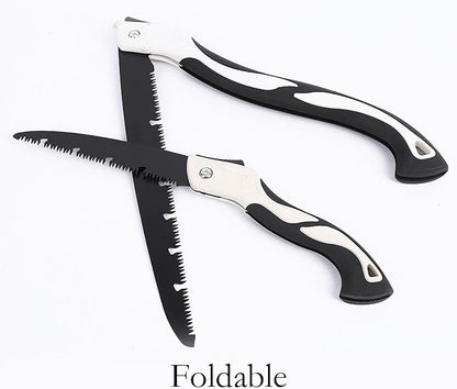 Folding Saw with Rubber Handle, 20.4 Inch Manganese Steel SK-5 Blade Pruning Saw for Hunting, Gardening, Camping and Trimming (blade 27cm)