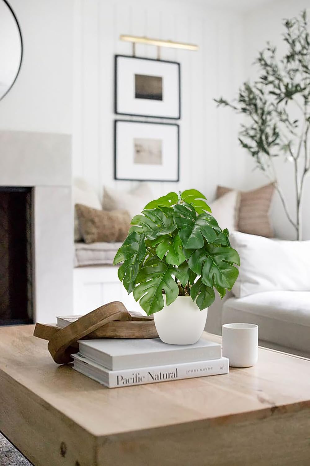 Fake Plants Small Faux Potted Plant 9 Inches Fake Monstera Plant with Pot Artificial Plants Indoor for Home Decor Bedroom Aesthetic Bathroom Shelf Living Room Office Kitchen Table Decoration