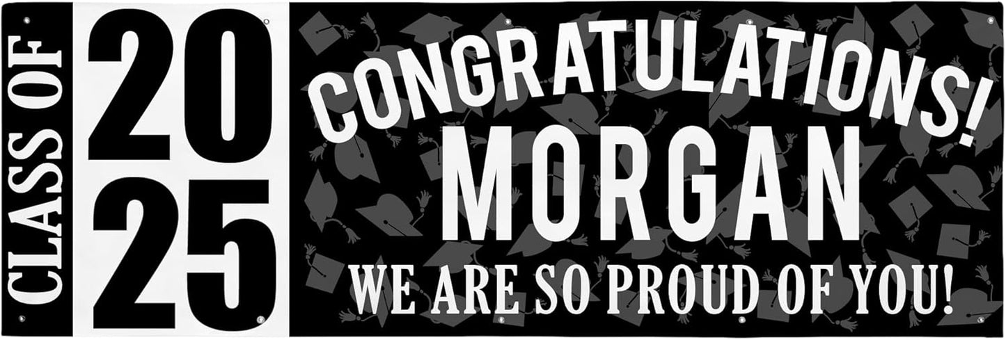 Let's Make Memories Personalized Graduation Banner Class of 2025 - Graduation Party Decorations - Congratulations Banner - Indoor/Outdoor Vinyl - Best in Class - Black - 10 ft.