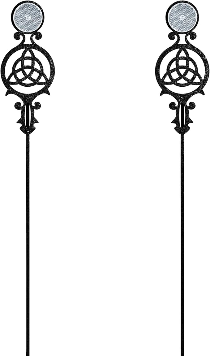 Touch of Class Pathways Reflective Driveway Marker Stake Set of Two for Outdoor Use | Celtic Knot Emblem Design | Personalized Tall Reflector Set of 2 | Black Durable Finish