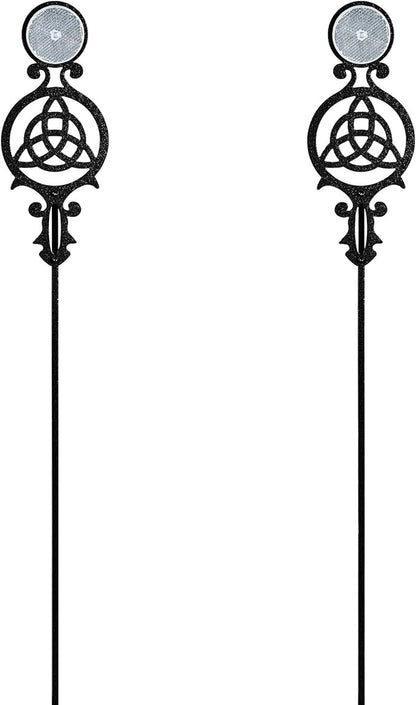 Touch of Class Pathways Reflective Driveway Marker Stake Set of Two for Outdoor Use | Celtic Knot Emblem Design | Personalized Tall Reflector Set of 2 | Black Durable Finish