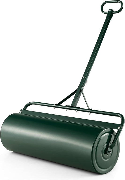 IRONMAX Lawn Roller, 17 Gallons/63 L Manual & Tow-Behind Steel Sod Roller w/Push Pull Handle, Lawn Rollers Tow Behind Water Filled for Yard, Park, Garden, Ball Field (17 Gallons, Green)