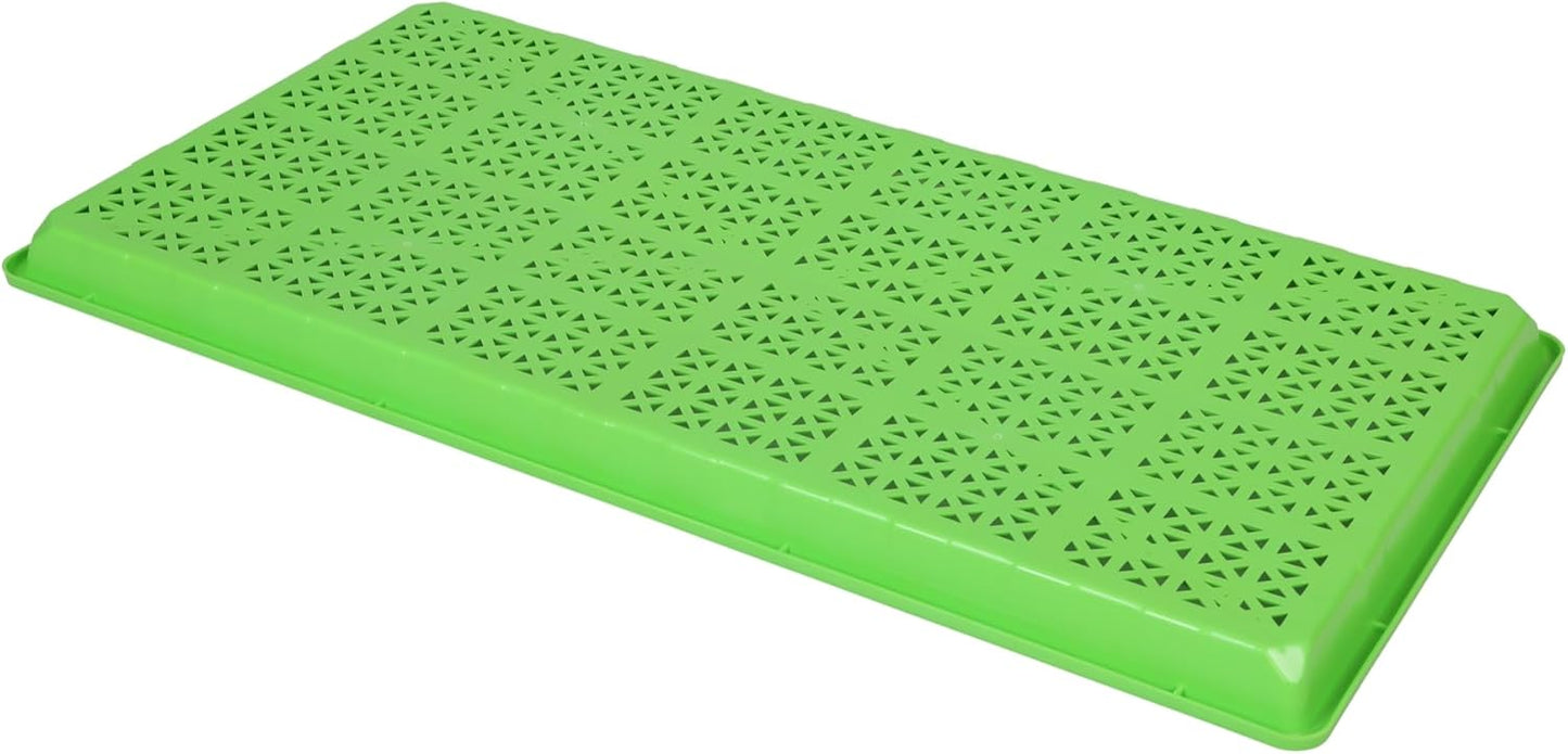 SUNPACK 10" x 20" Heavy Duty Mesh Plastic Seed Starting Tray, Green, 1" (Pack of 10) - Ensures Water Drainage and Aeration, Perfect for Greenhouses or Indoor Gardening