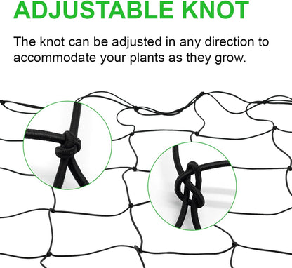 2 Pack Grow Tent Net Trellis Netting 4x4Ft Elastic Trellis Netting Includes 8 Iron Hooks Flexible Net Trellis for Grow Tents a Total of 36 Holes (Black)