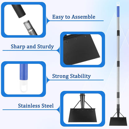 Garden Flat Shovel,Heavy Duty Weeding Tools Gardening,57 Inch Multifunctional Garden Cleaning Shovels, Floor Scrapers Long Handle,Metal Weeding Scraper for Lawn Edging, Ice Scraper, Snow Shovel