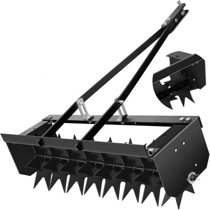 Tow Behind Lawn Aerator with 34-Inch Working Width, Manual Core Plug Aerator with Soil Penetrator Spikes, Durable Steel Construction for Lawn & Garden Aeration