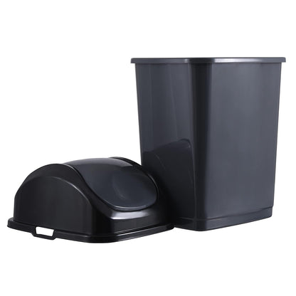 Superio Trash Can for Dorm Room with Lid 4.5 Gallon Plastic Garbage Can with Swing Top Lid, Medium Slim Waste Bin with Cover for Home, Kitchen, Office, Bedroom, Bathroom, College- 18 Qt (Dark Grey 2)