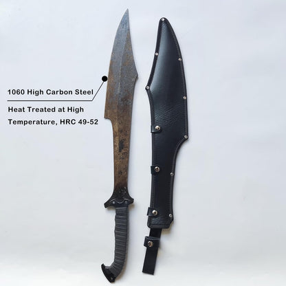 Full Tang Carbon Steel Machete Sword with Sheath for Practice, Outdoor Use, Collection-27.6 Inch