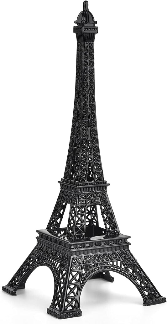 ESHATO Black Metal Eiffel Tower Statue, 10inch Decorative Figurine Replica Stand Holder for Cake