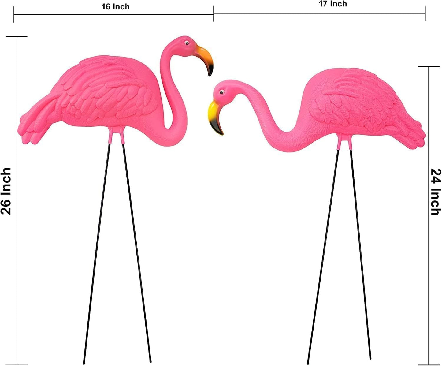 GIFTEXPRESS 8‑Piece Halloween Yard Decorations – 4 Posable 16 inch Skeletons + 4 Pink Flamingo Lawn Ornaments with Rust‑Resistant Stakes & Pink Zip Tie, Outdoor Garden Statues, Spooky Graveyard Decor
