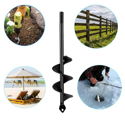 Garden Auger Drill Bit Post Hole Digger Auger Bulb Planter Tool 1.6 x 8.7 in, Hex Shank Rust-Proof Steel, for Digging Holes Deep Cultivating,Planting Bulbs