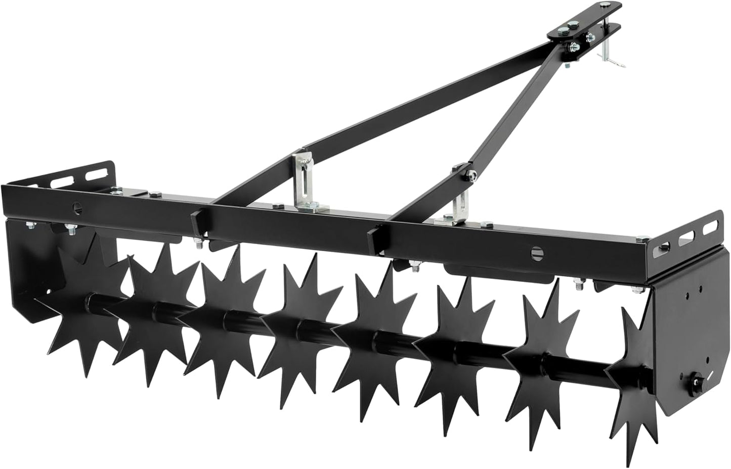 32" Tow Behind Spike Aerator Tool W/ 8 Spikes, Hitch Pin Attach to Lawn Tractor, Most ZTRs, ATVs Soil Mower Hitch, Lawn Soil Penetrator for Gardens, Lawns, Farms