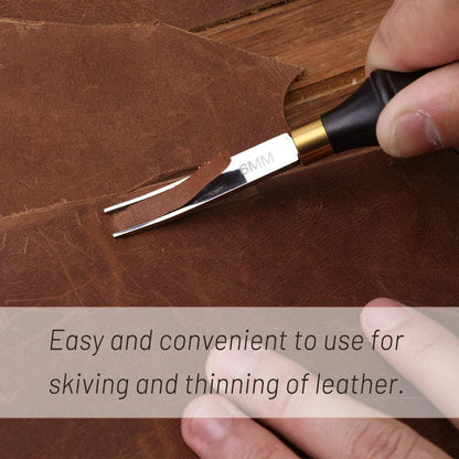 Leather Edge Beveler Tool, French Skiver, 6mm Wide Mouth Leather Edge Trimmer Skiving Crafting Tools with Wooden Handle for DIY Craft