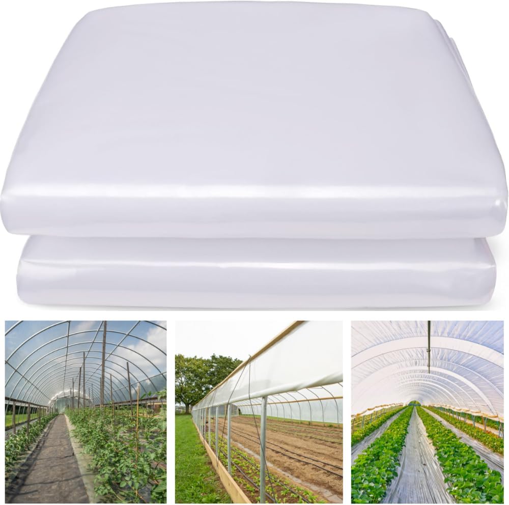Farm Plastic Supply - Clear Greenhouse Plastic Sheeting - 6 mil - 4 Year UV Resistant Polyethylene Greenhouse Film, Replacement Cover, Hoop House Green House Cover for Gardening, Farming (24' x 50')