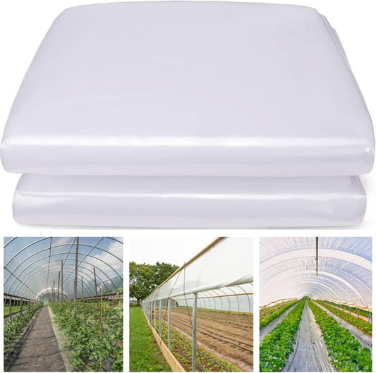 Farm Plastic Supply - Clear Greenhouse Plastic Sheeting - 6 mil - 4 Year UV Resistant Polyethylene Greenhouse Film, Replacement Cover, Hoop House Green House Cover for Gardening, Farming (32' x 25')