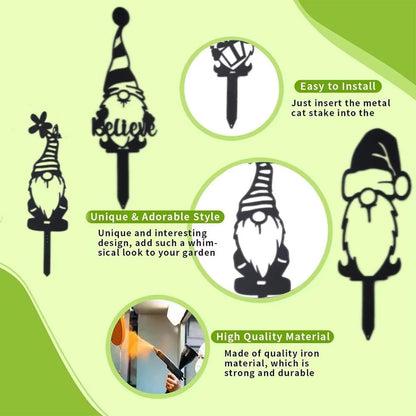 4pcs Metal Garden Gnomes Outdoor Funny Gnome Statues for Yard Art Large Size Decorative Garden Stakes