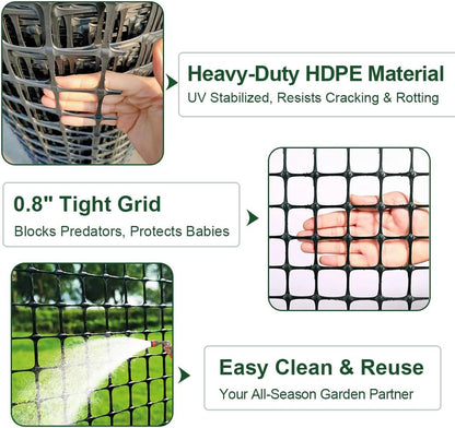 Heavy Duty Plastic Fence Roll 39" x 50' - 0.8x0.8 Inch Chicken Wire Mesh, Reusable Fencing for Garden, Rabbit/Poultry Protection, Balcony & Plant Defense (Black)