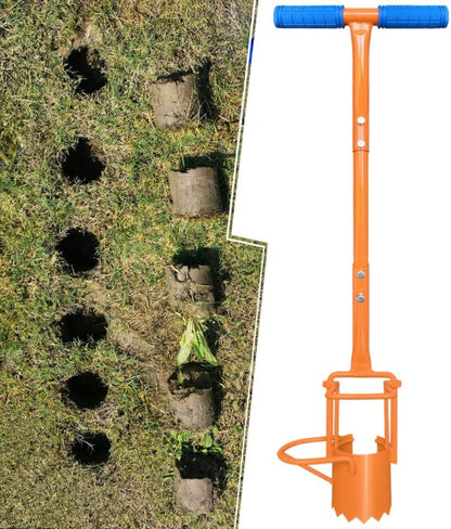 glorousamc Bulb Planter, Weeder, Sod Plugger, Flower Planting, Soil Sampler-5-IN-1 Lawn Tool and Garden Tool - Enhanced Bottom Edge for Easier Penetration, 33.5 Inch（A）