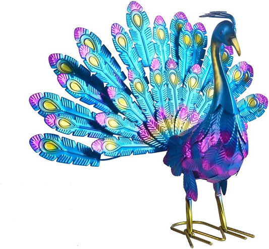 Small Peacock Statue Animal Sculpture Garden Decoration Metal Yard Art for Yard Outdoor Decoration