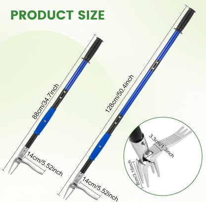 Stainless Steel Stand Up Weed Puller Tool - 51" Long Ergonomic Handle with Easy-Eject Claw, No-Bend Weeding Tool for Deep Roots, Heavy Duty Garden Weeder for Hard Soil & Dandelions