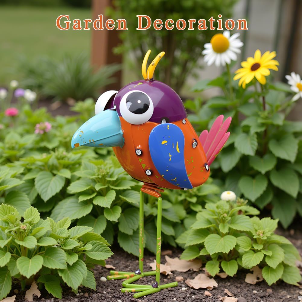 Metal Sparrow Garden Statue -Sparrow Decor Outdoor Sculptures -Garden Decor for Backyard,Patio,Porch,Home -Yard Art Gift for Birthday, Housewarming, Christmas