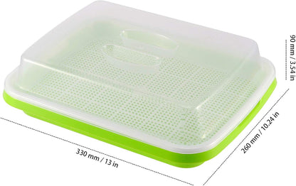 8 Pack Seed Sprouter Tray, BPA Free, Big Capacity Seed Germination Tray, Healthy Wheatgrass Seeds Grower with Lid for Growing, Bean Sprouts, Cat Grass, Wheat Grass, Mung Beans