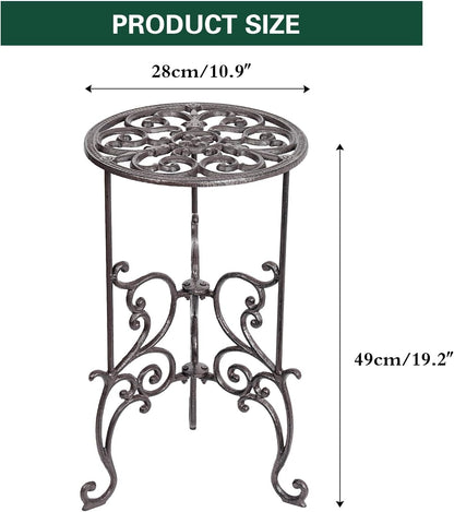 Sungmor Heavy Duty Cast Iron Potted Plant Stand,19.3-Inch 1 Tier Metal Planter Rack,Decorative Flower Pot Holder,Vintage & Rustic Style Indoor Outdoor Garden Pots Container Supports