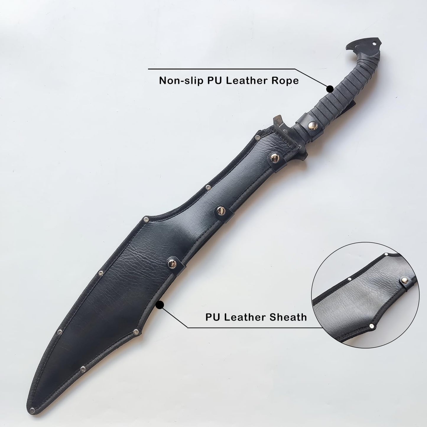 Full Tang Carbon Steel Machete Sword with Sheath for Practice, Outdoor Use, Collection-27.6 Inch