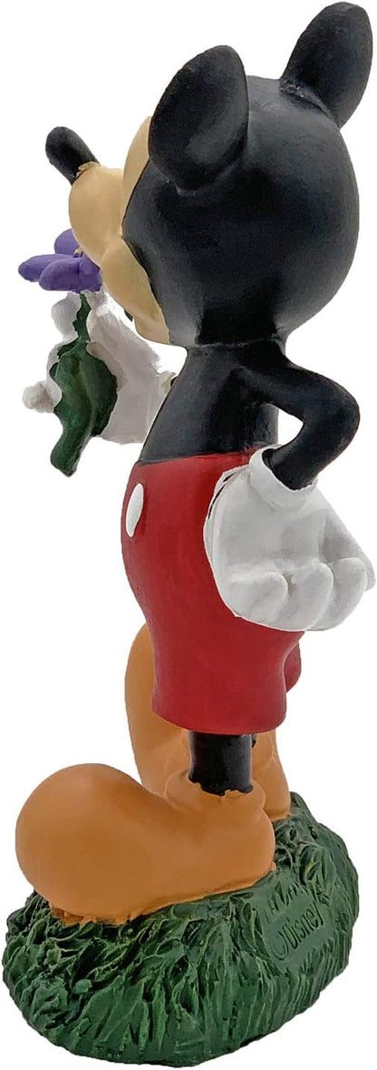 Disney Mickey Purple Flower Everyday Outdoor Garden Statue, 6 inches high, Officially Licensed Disney Product