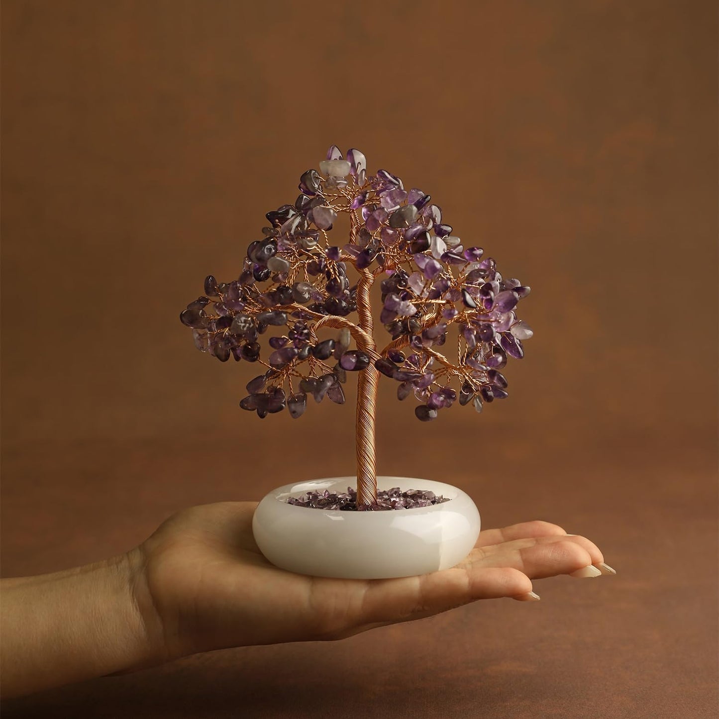 Amethyst Crystal Tree of Life Chakra Healing, Bonsai Tree, Gemstone Tree, Home and Office Desk Decor for Positive Energy, Birthday Wedding Gifts