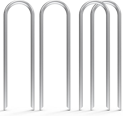 MySit 12 Pack 12 Inch Garden Stakes Heavy Duty 11 Gauge Galvanized Yard Staples U Pegs Fences Drip Irrigation Securing Stakes Loop Stake for Anchoring Lawn Drippers Soaker Hose
