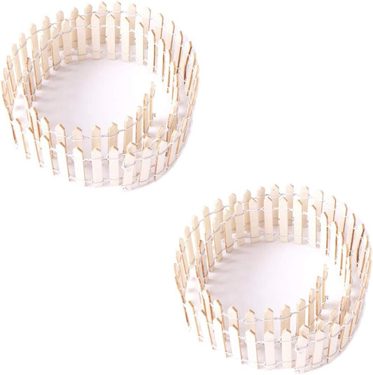 35 Inch 2-Pack Miniature Fairy Garden Fence Wood Decorative Ornament Fence for Dollhouse Succulent Plant Pot DIY Diorama Project Height 2 inch (Wood)