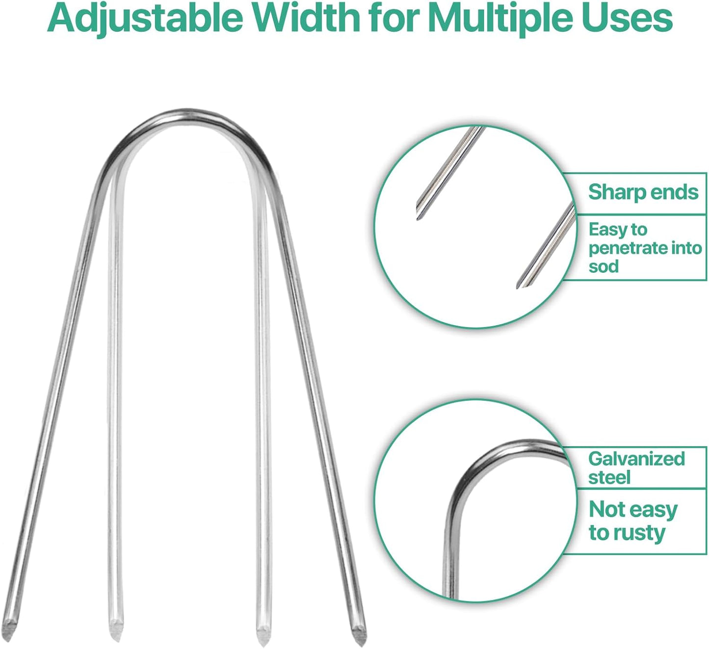 4 Inches Landscape Staples,Galvanized Garden Stakes Yard Stakes Garden Staples Prefect for Weed Barrier Fabric,11 Gauge Landscape pins for Tent,Balloons, Irrigation Tube. (U4 Inch 80 Pack)