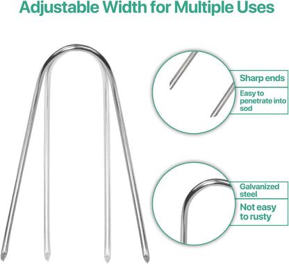 4 Inches Landscape Staples,Galvanized Garden Stakes Yard Stakes Garden Staples Prefect for Weed Barrier Fabric,11 Gauge Landscape pins for Tent,Balloons, Irrigation Tube. (U4 Inch 80 Pack)