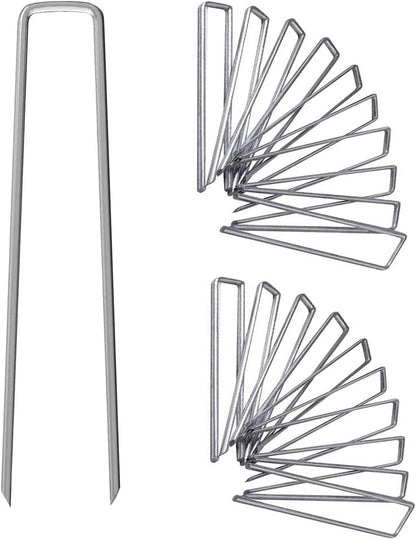 6 Inch Galvanized Garden Landscape Staples Stakes 25 50 100 PCS Anti-Rust Garden Staples U-Shaped Landscape Pins for Secure Lawn Fabric (50, 6 Inch)