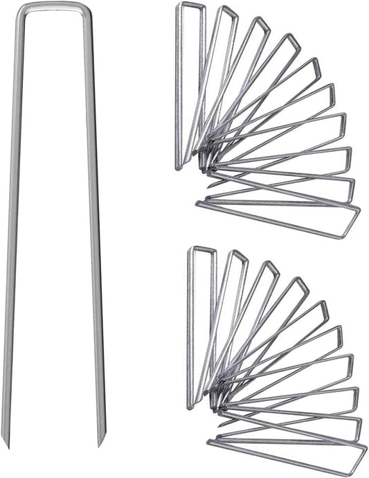 12 Inch Galvanized Garden Landscape Staples Stakes, 25 50 100 PCS Anti-Rust Garden Staples U-Shaped Landscape Pins for Secure Lawn Fabric (50, 12 Inch)