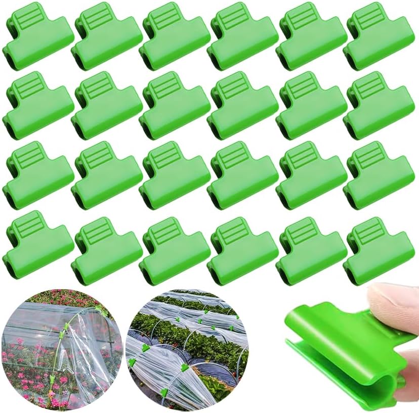 24pcs Greenhouse Clamps, Plant Clips, Garden Film Row Cover Netting Tunnel Hoop Clip for 15-17mm PVC Pole Tubes, Frame Shading Net Rod Clip Fix for Season Plant Extension Support (16mm)