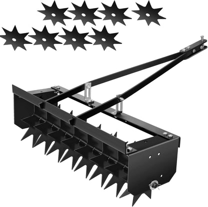 35 Inch Tow Behind Aerator, 350 LBS Heavy Duty Lawn Aerator, 8 Steel Spike Disks, 2.5 Precision Aeration, for Farm Fields and Large Scale Lawns