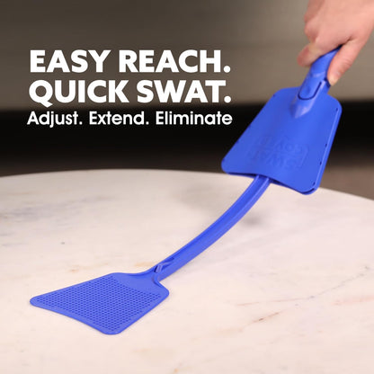 Improved Fly and Bug Swatter w/Integrated Cover, Flexible Bug Smasher for Flies and Bugs Swatting, Surface-Friendly Design, Adjustable Racket Handle - Fly Swatter for Indoors (Pack of 2)