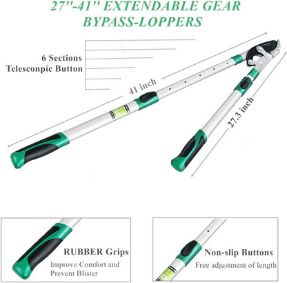 Heavy Duty Anvil Lopping Shears -2 inch Cutting Capacity Bypass Lopper - Extendable 26 Inch to 41 Inch,Professional Tree Branch Cutter